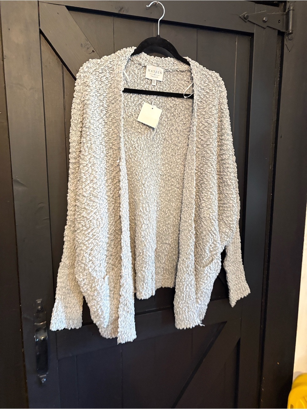 Hayden Open-Front Bouclé Cardigan Sweater - Light Gray